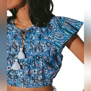 Cleobella Alice Blouse Organic Cotton Size L, Crop Top Cottagecore, Festival